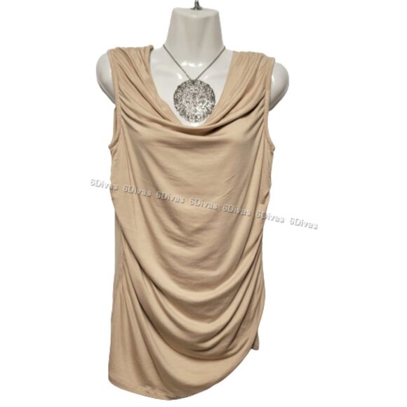 Sleeveless Top Blouse, Cowl Neck Top, Tan Comfy Blouse Top - Size S  M  XL  XXL - Picture 1 of 13